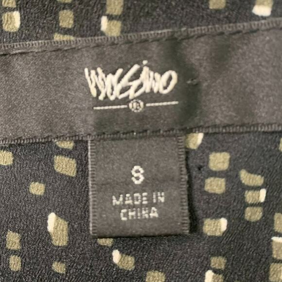 Mossimo Women's Size 8 Wide Strap Tank Black Green Ascot Neck Ruffle - Picture 7 of 8